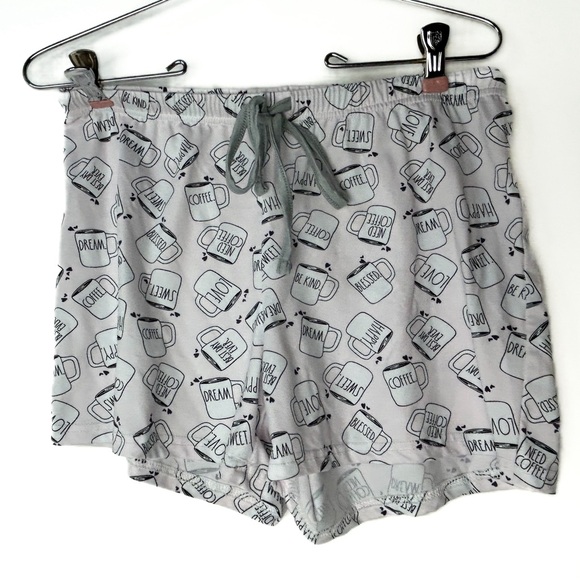 Rae Dunn Peach and White Coffee Cups Logo Pajama Shorts Small - Picture 1 of 5